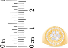 Load image into Gallery viewer, 10k Yellow Gold 11.2mm Pave CZ Cluster Circle Round Signet Ring, Sizes 4-13