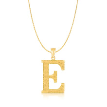 Load image into Gallery viewer, 10k Yellow Gold 1 Inch Extra Large Textured Letter Pendant A-Z Alphabet Pendant with Optional Rope Chain Necklace