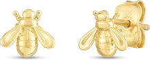 Load image into Gallery viewer, 14k Yellow Gold 6mm Bee Stud Earrings