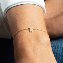 Load image into Gallery viewer, 14k Yellow Gold Polished Girl Charm Bracelet, 6.5" - 7.5 Inch