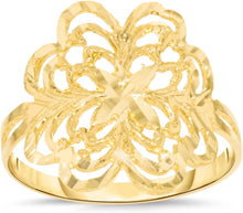 Load image into Gallery viewer, 10k Yellow Gold 17mm Flower Openwork Filigree Ring