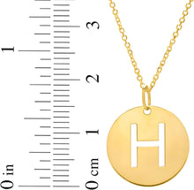 Load image into Gallery viewer, 14k Yellow Gold 0.6" Disc Alphabet Letter A - Z Initial Charm Pendant with Extendable Adjustable Chain Necklace