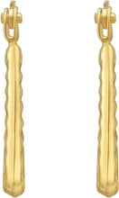 Load image into Gallery viewer, 14k Yellow Gold 11mm Ribbed Rounded Rectangle Hoop Earrings