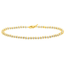 Load image into Gallery viewer, 14k Two-Tone Gold 2.4mm Alternating Faceted Bead Link Bracelet, 7 Inch