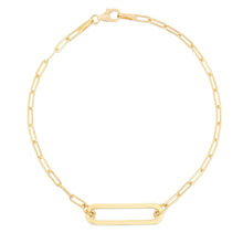 Load image into Gallery viewer, 14k Yellow Gold 2mm Paperclip Straight Bar Link Bracelet, 7 Inch