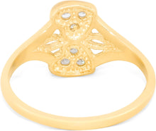 Load image into Gallery viewer, 10k Yellow Gold 11mm CZ Double Curved Heart Stack Double Shank Two-Tone Ring, Sizes 4 - 9.5