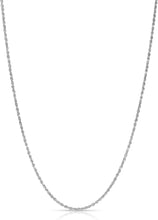 Load image into Gallery viewer, 14k White Gold 1.5mm Solid Rope Chain Diamond Cut Necklace