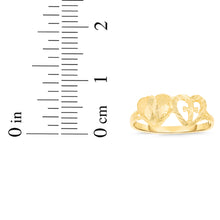 Load image into Gallery viewer, 10k Yellow Gold 7.5mm Double Hearts Cross Filigree Ring