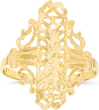 Load image into Gallery viewer, 10k Yellow Gold 21mm Dotted Openwork Filigree Ring