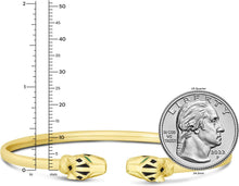 Load image into Gallery viewer, 14k Yellow Gold Panther Enamel Open Cuff 3mm Bangle Bracelet