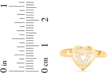 Load image into Gallery viewer, 10k Yellow Gold 10mm CZ Heart Open Double Heart Ring, Sizes 4 - 9