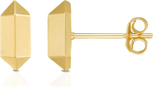 Load image into Gallery viewer, 14k Yellow Gold 8.3mm Long Hexagon Stud Earrings