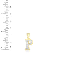 Load image into Gallery viewer, 10k Yellow Gold and White Gold 15mm 3D Alphabet Initial A Pendant