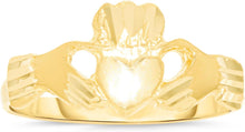 Load image into Gallery viewer, 10k Yellow Gold 9mm Claddagh Heart Filigree Ring
