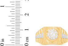 Load image into Gallery viewer, 10k Yellow Gold 12mm Two-Tone Railroad Pave CZ Cluster Round Circle Ring, Sizes 5 - 14
