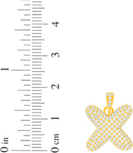 Load image into Gallery viewer, 10k Yellow Gold 0.5" Pave CZ Personalized Bubble Alphabet Letter A - Z Initial Charm Pendant with optional Chain Necklace