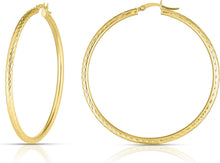 Load image into Gallery viewer, 10k Yellow Gold 2.5mm Diamond Cut Round Tube Hoop Earrings