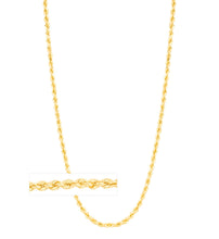 Load image into Gallery viewer, 10k Yellow Gold 2mm Hollow Rope Chain Necklace