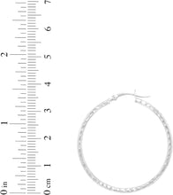 Load image into Gallery viewer, 10k White Gold 2mm Diamond Cut Round Tube Hoop Earrings