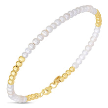 Load image into Gallery viewer, 14k Yellow Gold 2mm Bead Pearl Link Bracelet, 7 Inch