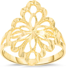 Load image into Gallery viewer, 10k Yellow Gold 21.1mm Floral Openwork Filigree Ring