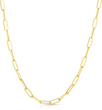 Load image into Gallery viewer, 14k Yellow Gold 4mm Solid Paperclip Link Chain Necklace