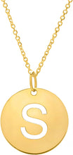Load image into Gallery viewer, 14k Yellow Gold 0.6" Disc Alphabet Letter A - Z Initial Charm Pendant with Extendable Adjustable Chain Necklace