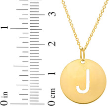 Load image into Gallery viewer, 14k Yellow Gold 0.6" Disc Alphabet Letter A - Z Initial Charm Pendant with Extendable Adjustable Chain Necklace