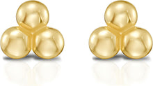 Load image into Gallery viewer, 14k Yellow Gold 4.3mm Triple Bead Stud Earrings