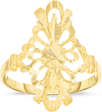 Load image into Gallery viewer, 10k Yellow Gold 22.1mm Slim Oval Openwork Filigree Ring