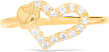Load image into Gallery viewer, 10k Yellow Gold 8mm CZ Curved Open Double Heart Ring, Sizes 4 - 9.5