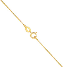 Load image into Gallery viewer, 14k Yellow Gold or White Gold or Rose Gold 0.6mm Solid Box Chain Link Necklace with Spring Ring Closure