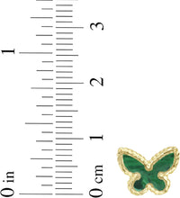 Load image into Gallery viewer, 14k Yellow Gold 8mm Turquoise, Malachite or Mother of Pearl Butterfly Studs Gemstone Earrings