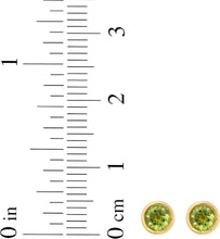 Load image into Gallery viewer, 14k Yellow Gold 5mm Round Birthstone Stud Earrings (Garnet, Amethyst, Aquamarine, White Topaz, Emerald, Moonstone, Ruby, Peridot, Blue Sapphire, Pink Sapphire, Citrine, Sky Blue Topaz)