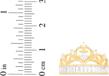Load image into Gallery viewer, 10k Yellow Gold 13mm Filgree CZ Heart Crown Openwork Baguette Ring, Sizes 4 - 11