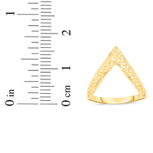Load image into Gallery viewer, 10k Yellow Gold 16.5mm Edged Chevron Openwork Filigree Ring