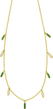 Load image into Gallery viewer, 14k Yellow Gold Cable Chain Gemstone Inlay Station Necklace, 18 Inch with 2" Extender