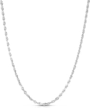 Load image into Gallery viewer, 14k White Gold 3mm Solid Rope Chain Diamond Cut Necklace
