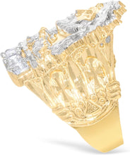 Load image into Gallery viewer, 10k Yellow Gold 24mm Jesus Face Two-Tone CZ Last Supper Ring, Sizes 5 - 13