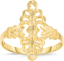 Load image into Gallery viewer, 10k Yellow Gold 18.8mm Oval Floral Openwork Filigree Ring