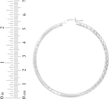 Load image into Gallery viewer, 10k White Gold 3mm Diamond Cut Round Tube Hoop Earrings