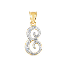 Load image into Gallery viewer, 10k Yellow Gold and White Gold Two-Tone 21.5mm Cursive Personalized Alphabet A-Z Initial Pendant with Optional 1.1mm Solid Cable Chain, 18 Inch