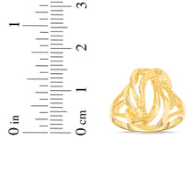 Load image into Gallery viewer, 10k Yellow Gold 15.5mm Wave Swirl Openwork Filigree Ring