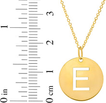 Load image into Gallery viewer, 14k Yellow Gold 0.6" Disc Alphabet Letter A - Z Initial Charm Pendant with Extendable Adjustable Chain Necklace