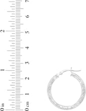 Load image into Gallery viewer, 10k White Gold 3mm Diamond Cut Round Tube Hoop Earrings