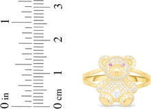 Load image into Gallery viewer, 10k Yellow Gold 15mm Teddy Bear CZ Double Shank Ring, Sizes 4 - 11