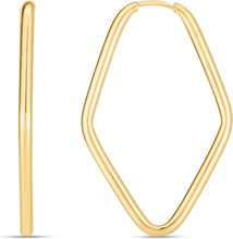 Load image into Gallery viewer, 14k Yellow Gold High Polish Oval Geometrical Round Tube Endless Hoop Earrings