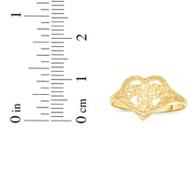 Load image into Gallery viewer, 10k Yellow Gold 10.5mm Sweet 16 Openwork Heart Filigree Ring