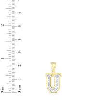 Load image into Gallery viewer, 10k Yellow Gold and White Gold 15mm 3D Alphabet Initial A Pendant