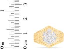 Load image into Gallery viewer, 10k Yellow Gold 15mm Hexagon CZ Openwork Flower Men's Ring, Sizes 5 - 13